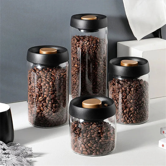 Coffee Beans Vacuum Sealed Tank Transparent Glass Food Storage Jars