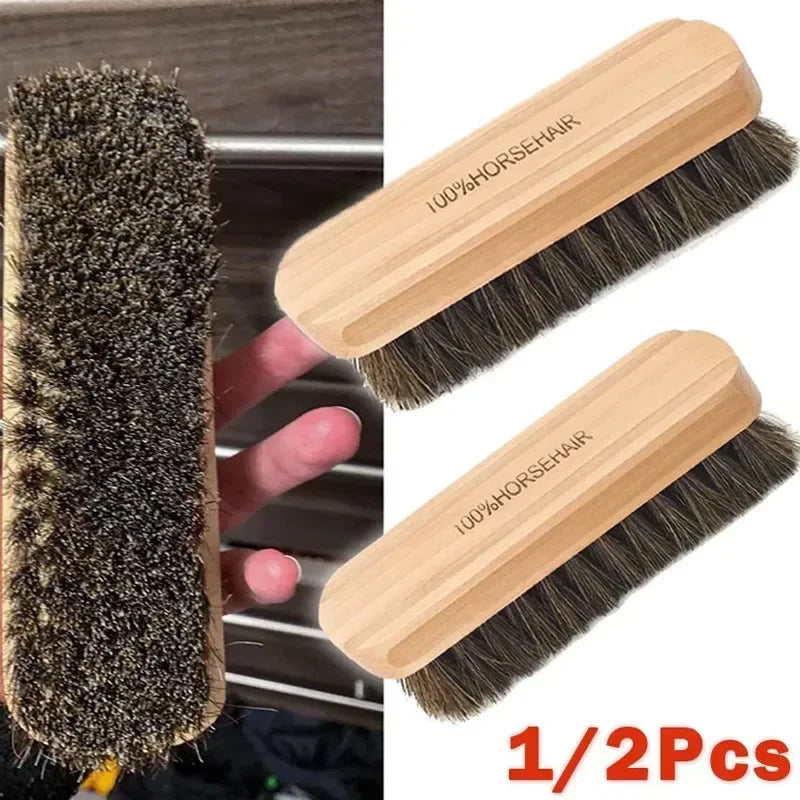 Multifunctional Genuine Horsehair Wooden Brush Car Detailing Polishing