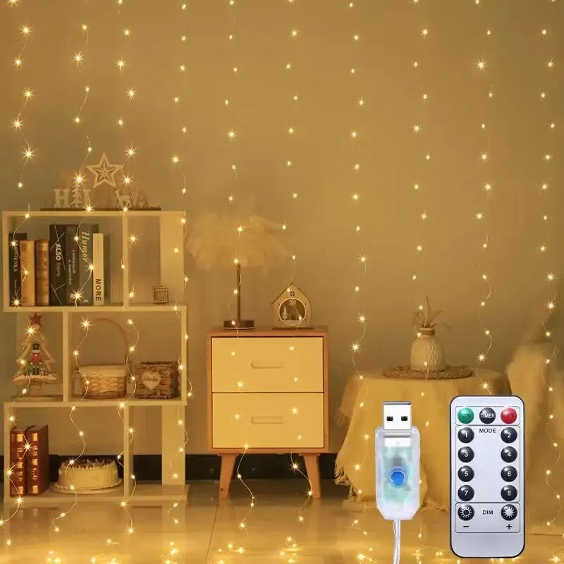 1pc USB 3x3/3*2/3*1 LED Curtain Bedroom Lights Christmas Garland Fairy