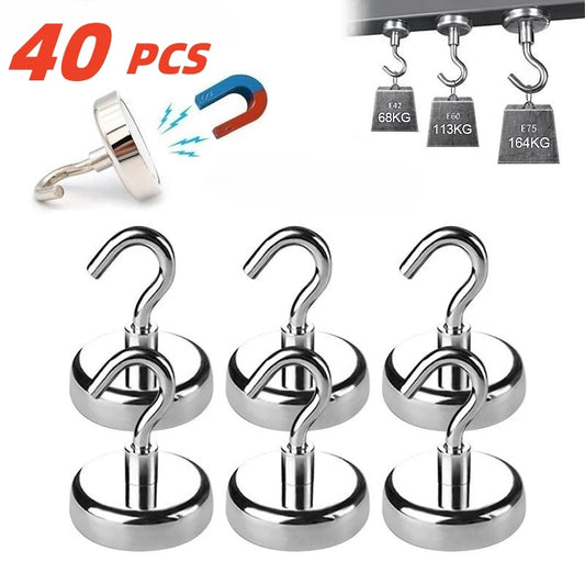 40PCS Strong Magnetic Hooks Multi-Purpose Storage Hooks Home Kitchen