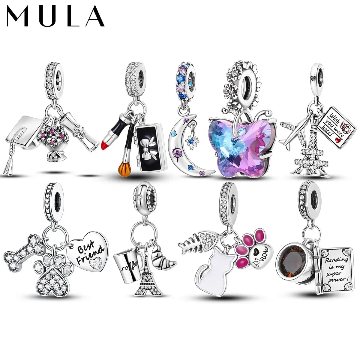 MULA 1PC Coffee Pet Moon Star Silver Plated Pendant Fit Original Snake