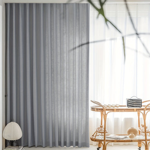 Japanese Hemp Light Coffee Curtain with Rod  Simple Style